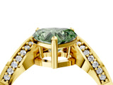 Yellow gold Fancy Green Heart  Solitaire Diamond Engagement Ring with Pave Band and Four-Prong Setting 5