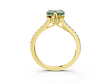 Yellow gold Fancy Green Heart  Solitaire Diamond Engagement Ring with Pave Band and Six-Prong Setting_3
