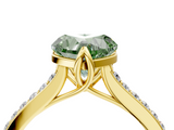 Yellow gold Fancy Green Heart  Solitaire Diamond Engagement Ring with Pave Band and Six-Prong Setting_4