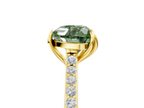 Yellow gold Fancy Green Heart  Solitaire Diamond Engagement Ring with Pave Band and Six-Prong Setting_5