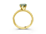Yellow gold Fancy Green Heart  Solitaire Diamond Engagement Ring with XO Engraved Band and Four-Prong Setting 4