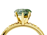 Yellow gold Fancy Green Heart  Solitaire Diamond Engagement Ring with XO Engraved Band and Four-Prong Setting 5
