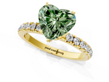 Yellow gold Fancy Green Heart  Solitaire Diamond Pavé Band with Four-Prong Setting_1