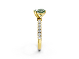 Yellow gold Fancy Green Heart  Solitaire Diamond Pavé Band with Four-Prong Setting_2