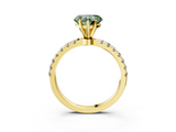 Yellow gold Fancy Green Heart  Solitaire Diamond Pavé Band with Four-Prong Setting_3