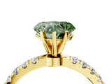 Yellow gold Fancy Green Heart  Solitaire Diamond Pavé Band with Four-Prong Setting_4
