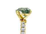 Yellow gold Fancy Green Heart  Solitaire Diamond Pavé Band with Four-Prong Setting_5