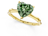 Yellow gold Fancy Green Heart  Solitaire Diamond Ring with Bamboo Band and Four-Prong Setting_1