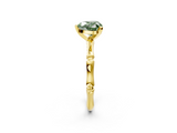Yellow gold Fancy Green Heart  Solitaire Diamond Ring with Bamboo Band and Four-Prong Setting_2