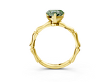 Yellow gold Fancy Green Heart  Solitaire Diamond Ring with Bamboo Band and Four-Prong Setting_3