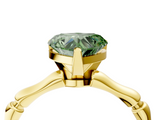 Yellow gold Fancy Green Heart  Solitaire Diamond Ring with Bamboo Band and Four-Prong Setting_4