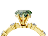 Yellow gold Fancy Green Heart  Solitaire Diamond Ring with Bezel Set Side Stones and Prong Setting_4