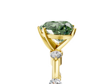 Yellow gold Fancy Green Heart  Solitaire Diamond Ring with Bezel Set Side Stones and Prong Setting_5