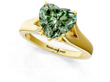 Yellow gold Fancy Green Heart  Solitaire Diamond Ring with Cathedral Band and Four-Prong Setting_30