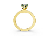 Yellow gold Fancy Green Heart  Solitaire Diamond Ring with Channel-Set Baguette Band and Four-Prong Setting_3