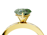 Yellow gold Fancy Green Heart  Solitaire Diamond Ring with Channel-Set Baguette Band and Four-Prong Setting_4