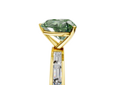 Yellow gold Fancy Green Heart  Solitaire Diamond Ring with Channel-Set Baguette Band and Four-Prong Setting_5