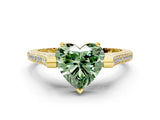 Yellow gold Fancy Green Heart  Solitaire Diamond Ring with Channel Set Band and Bezel Prong Setting_55