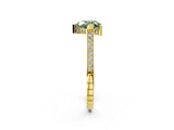 Yellow gold Fancy Green Heart  Solitaire Diamond Ring with Channel Set Band and Bezel Prong Setting_57