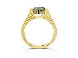 Yellow gold Fancy Green Heart  Solitaire Diamond Ring with Channel Set Band and Bezel Prong Setting_58