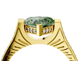 Yellow gold Fancy Green Heart  Solitaire Diamond Ring with Channel Set Band and Bezel Prong Setting_59