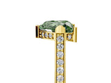 Yellow gold Fancy Green Heart  Solitaire Diamond Ring with Channel Set Band and Bezel Prong Setting_60