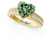 Yellow gold Fancy Green Heart  Solitaire Diamond Ring with Channel-Set Band and Four-Prong Setting_4