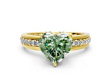 Yellow gold Fancy Green Heart  Solitaire Diamond Ring with Channel Set Band and Six-Prong Setting_29