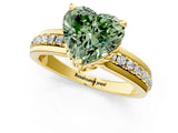 Yellow gold Fancy Green Heart  Solitaire Diamond Ring with Channel Set Band and Six-Prong Setting_30