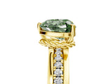 Yellow gold Fancy Green Heart  Solitaire Diamond Ring with Channel Set Band and Six-Prong Setting_34
