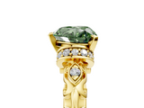 Yellow gold Fancy Green Heart  Solitaire Diamond Ring with Filigree Band and Four-Prong Setting_5