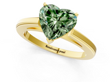 Yellow gold Fancy Green Heart  Solitaire Diamond Ring with Four-Prong Setting and Classic Band_4