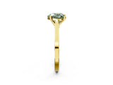 Yellow gold Fancy Green Heart  Solitaire Diamond Ring with Four-Prong Setting and Tapered Band 3