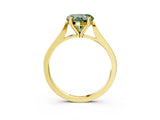 Yellow gold Fancy Green Heart  Solitaire Diamond Ring with Four-Prong Setting and Tapered Band 4