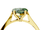 Yellow gold Fancy Green Heart  Solitaire Diamond Ring with Four-Prong Setting and Tapered Band 5