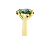 Yellow gold Fancy Green Heart  Solitaire Diamond Ring with Four-Prong Setting and Tapered Band