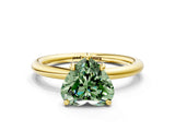 Yellow gold Fancy Green Heart  Solitaire Diamond Ring with Four-Prong Setting on a Plain Band_20