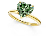 Yellow gold Fancy Green Heart  Solitaire Diamond Ring with Four-Prong Setting on a Plain Band_21