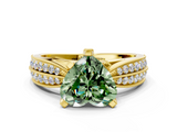 Yellow gold Fancy Green Heart  Solitaire Diamond Ring with Milgrain Pavé Band and Four-Prong Setting_20