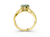 Yellow gold Fancy Green Heart  Solitaire Diamond Ring with Milgrain Pavé Band and Four-Prong Setting_23