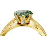 Yellow gold Fancy Green Heart  Solitaire Diamond Ring with Milgrain Pavé Band and Four-Prong Setting_24