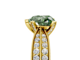 Yellow gold Fancy Green Heart  Solitaire Diamond Ring with Milgrain Pavé Band and Four-Prong Setting_25