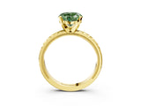 Yellow gold Fancy Green Heart  Solitaire Diamond Ring with Milgrain and Black Enamel X Pattern Band_32