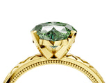 Yellow gold Fancy Green Heart  Solitaire Diamond Ring with Milgrain and Black Enamel X Pattern Band_33