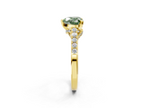 Yellow gold Fancy Green Heart  Solitaire Diamond Ring with Pavé Band and Four-Prong Setting_2
