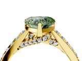 Yellow gold Fancy Green Heart  Solitaire Diamond Ring with Pavé Band and Four-Prong Setting_4