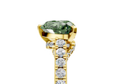 Yellow gold Fancy Green Heart  Solitaire Diamond Ring with Pavé Band and Four-Prong Setting_5