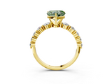 Yellow gold Fancy Green Heart  Solitaire Diamond Ring with Pave Band and Four-Prong Setting_3