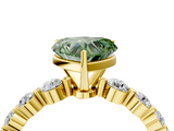 Yellow gold Fancy Green Heart  Solitaire Diamond Ring with Pave Band and Four-Prong Setting_4