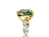 Yellow gold Fancy Green Heart  Solitaire Diamond Ring with Pave Band and Four-Prong Setting_5